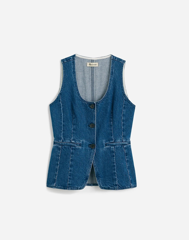 Denim Scoopneck Cutaway Vest Dowe Wash | Madewell
