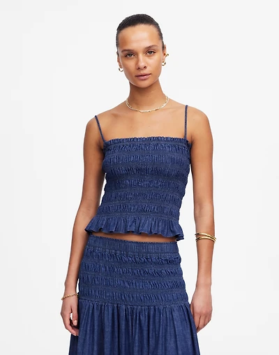 Denim Smocked Tank | Madewell