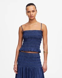 Denim Smocked Tank