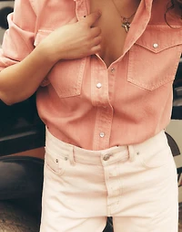 Oversized Western Shirt in Garment-Dyed Denim | Madewell
