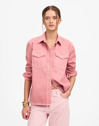 Oversized Western Shirt in Garment-Dyed Denim | Madewell
