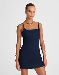 Denim Squareneck Romper Briant Wash | Madewell