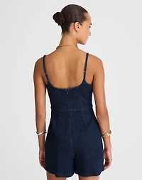 Denim Squareneck Romper Briant Wash | Madewell