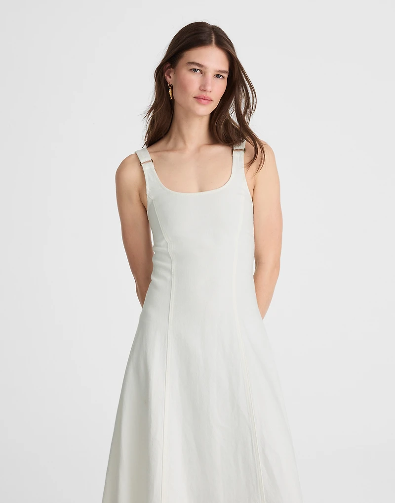 Denim Scoopneck Midi Dress Pure White Wash | Madewell