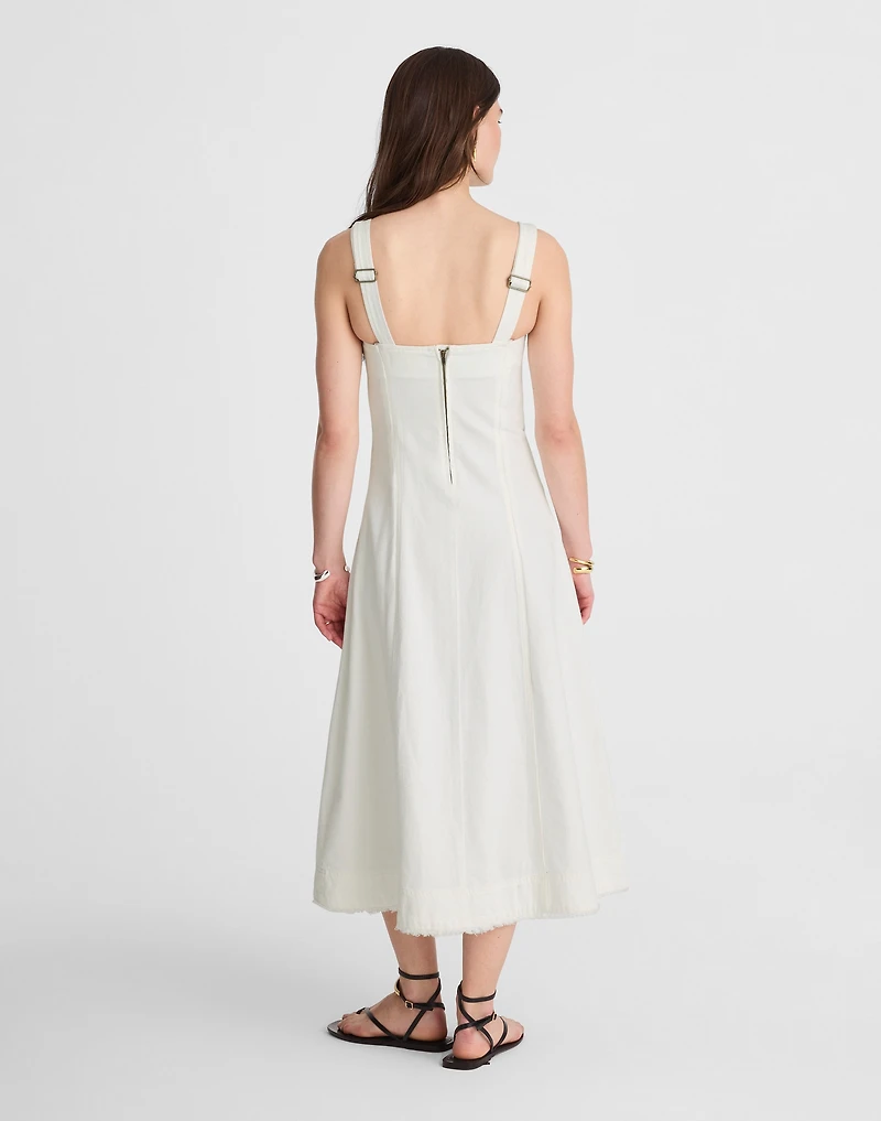 Denim Scoopneck Midi Dress Pure White Wash | Madewell