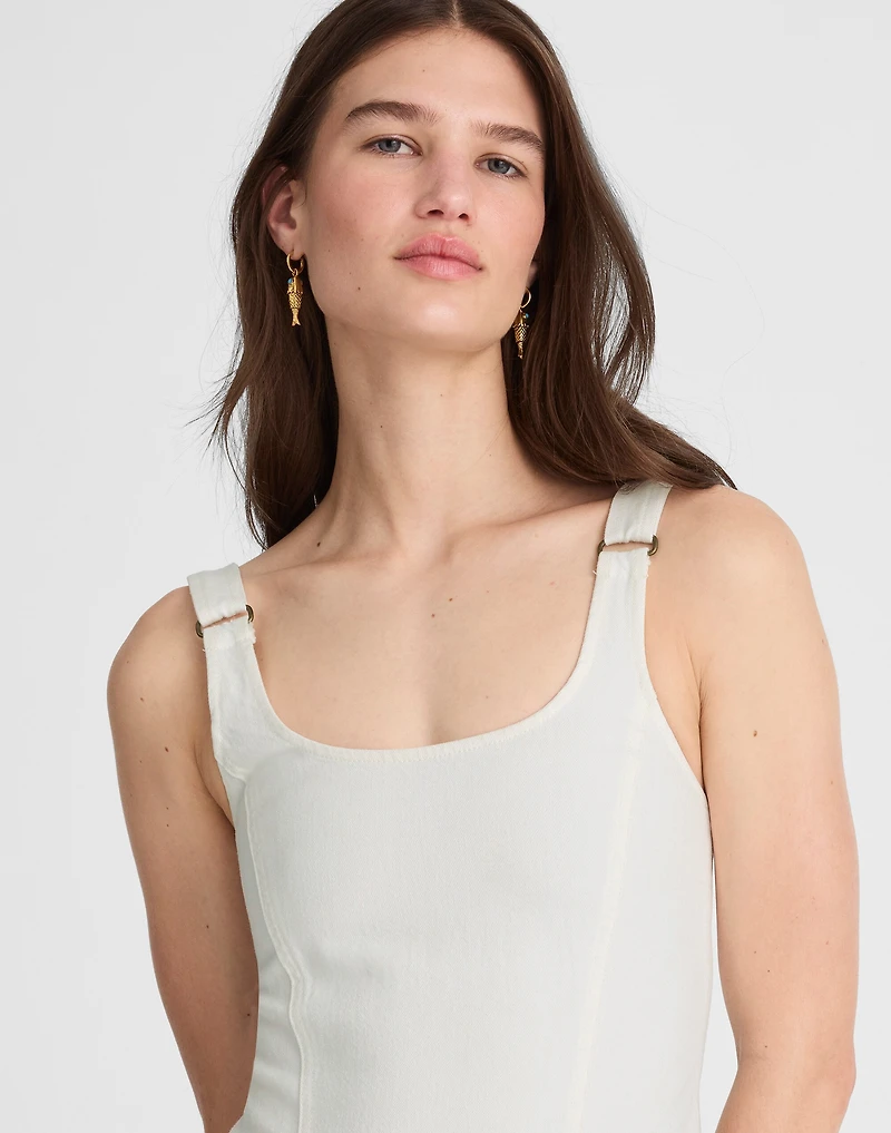 Denim Scoopneck Midi Dress Pure White Wash | Madewell