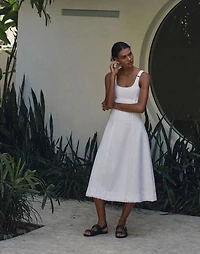 Denim Scoopneck Midi Dress Pure White Wash | Madewell