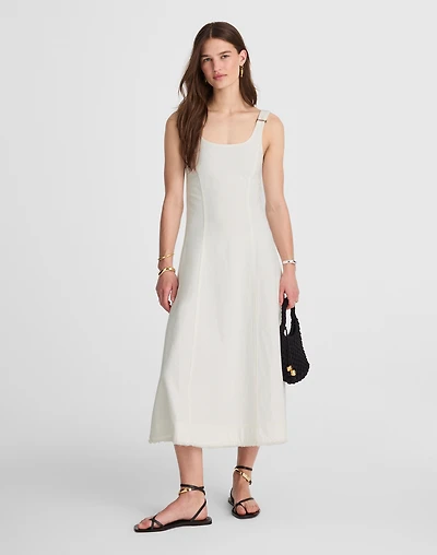 Denim Scoopneck Midi Dress Pure White Wash | Madewell