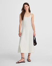 Denim Scoopneck Midi Dress Pure White Wash | Madewell