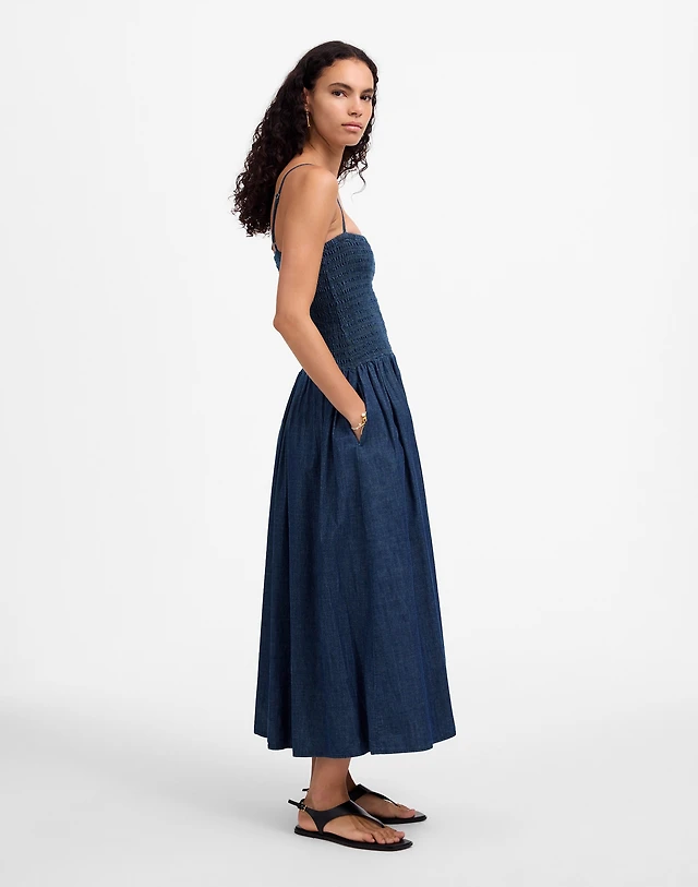 Loft Poplin Smocked Strappy Maxi Dress | The Summit