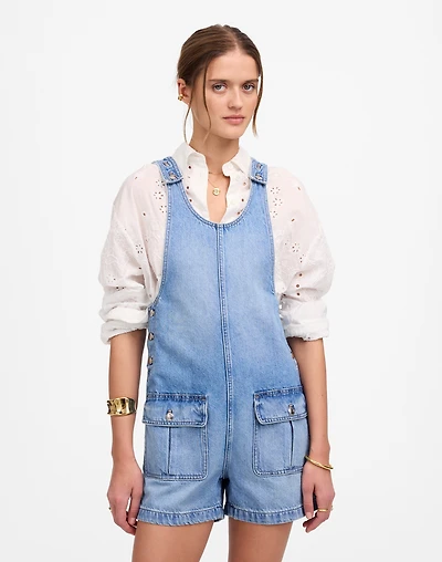 Scoopneck Denim Shortalls Allenwood Wash | Madewell