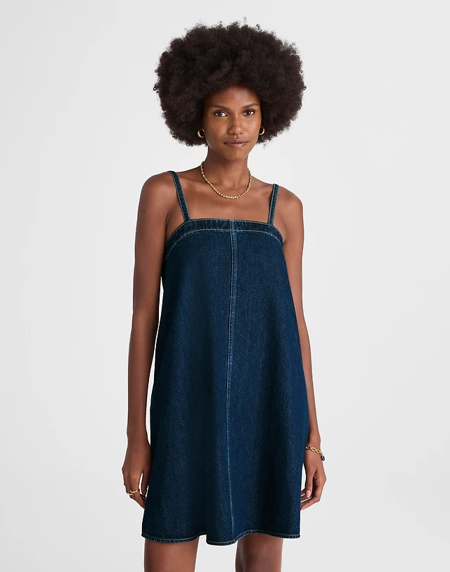the jeannie short-sleeve denim a-line mini dress by maeve Maeve Jeannie Short-Sleeve Denim A-Line Mini Dress by Maeve at Mall of  America® in Bloomington, MN