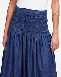 Smocked-Waist Denim Midi Skirt | Madewell