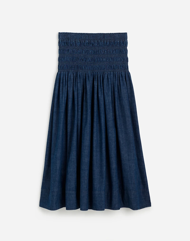 Smocked-Waist Denim Midi Skirt | Madewell
