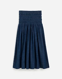 Smocked-Waist Denim Midi Skirt | Madewell