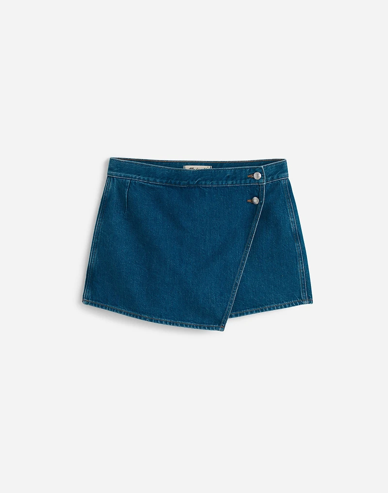 Denim Wrap Mini Skort in Lambertville Wash | Madewell