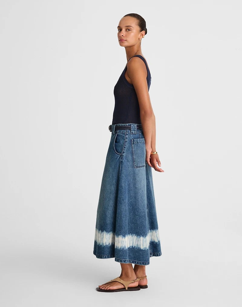 Shibori Denim A-Line Midi Skirt | Madewell
