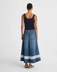 Shibori Denim A-Line Midi Skirt | Madewell