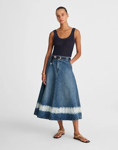 Shibori Denim A-Line Midi Skirt | Madewell