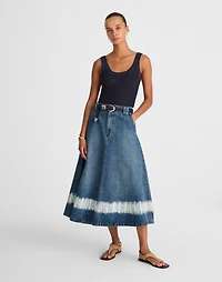 Shibori Denim A-Line Midi Skirt | Madewell