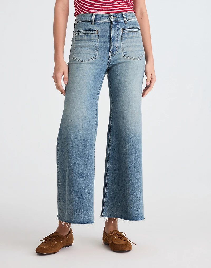 Flared Wide-Leg Crop Jeans