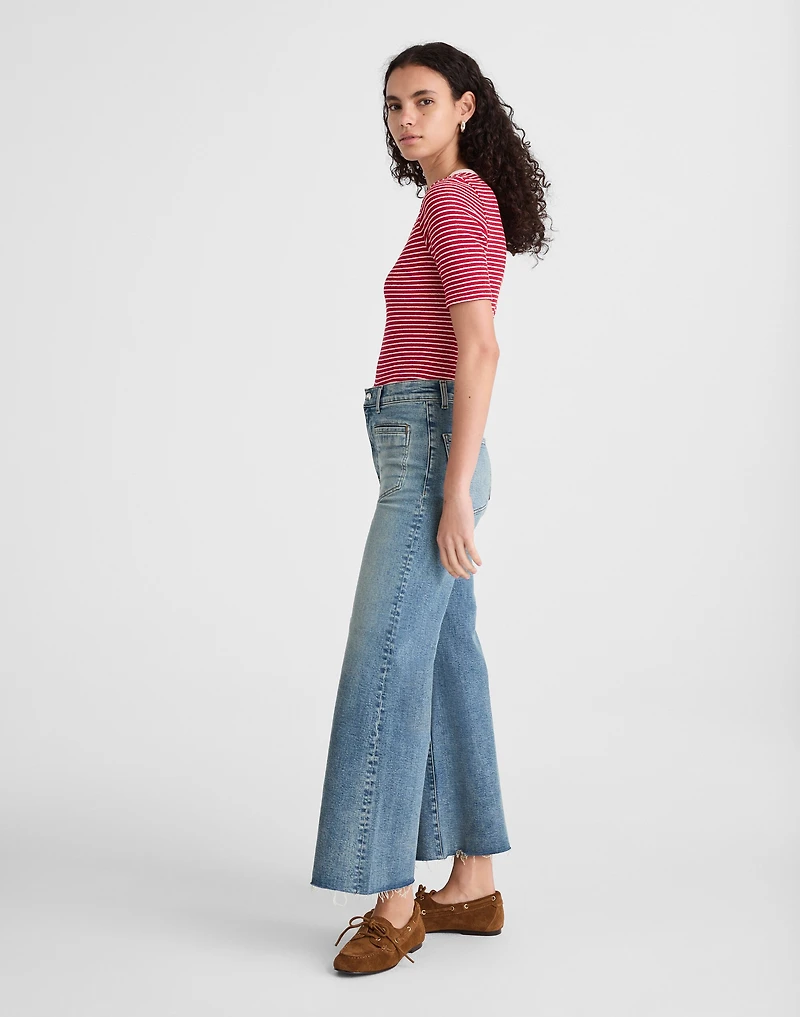 Flared Wide-Leg Crop Jeans