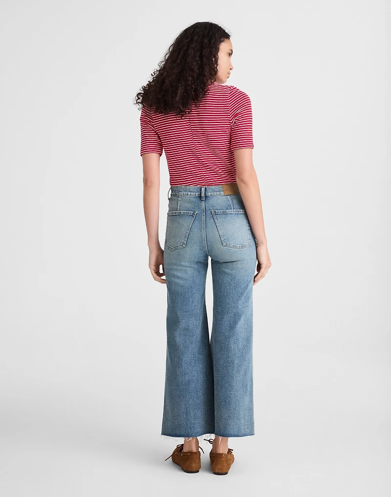 Flared Wide-Leg Crop Jeans