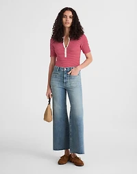 Flared Wide-Leg Crop Jeans