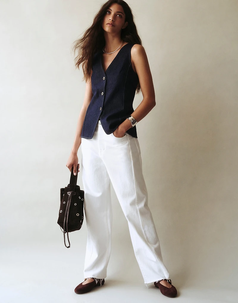 Petite Pieced Barrel-Leg Jeans | Madewell