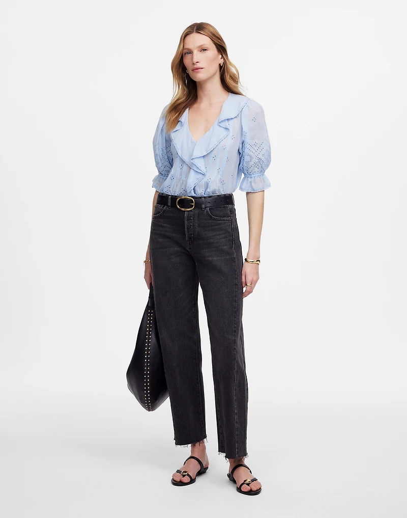Pieced Barrel-Leg Jeans