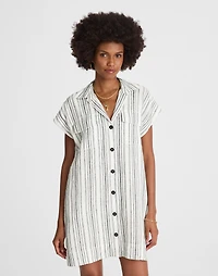Utility Short-Sleeve Mini Shirtdress 100% Linen | Madewell