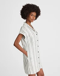 Utility Short-Sleeve Mini Shirtdress 100% Linen | Madewell