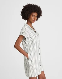 Utility Short-Sleeve Mini Shirtdress 100% Linen | Madewell