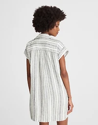 Utility Short-Sleeve Mini Shirtdress 100% Linen | Madewell