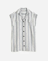 Utility Short-Sleeve Mini Shirtdress 100% Linen | Madewell
