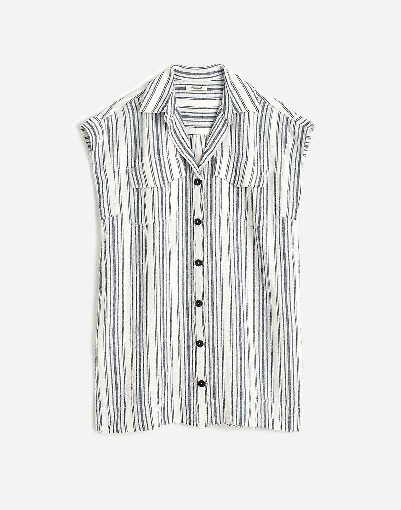 Utility Short-Sleeve Mini Shirtdress 100% Linen | Madewell