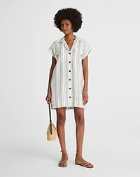 Utility Short-Sleeve Mini Shirtdress 100% Linen | Madewell