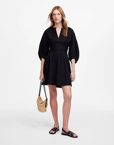 Splitneck Mini Dress 100% Linen | Madewell