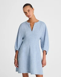 Splitneck Mini Dress 100% Linen | Madewell