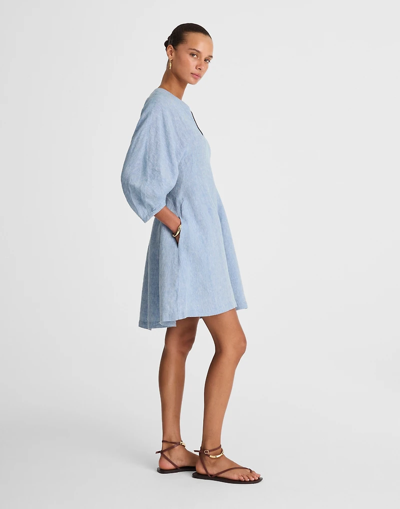 Splitneck Mini Dress 100% Linen | Madewell