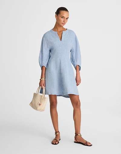 Splitneck Mini Dress 100% Linen | Madewell