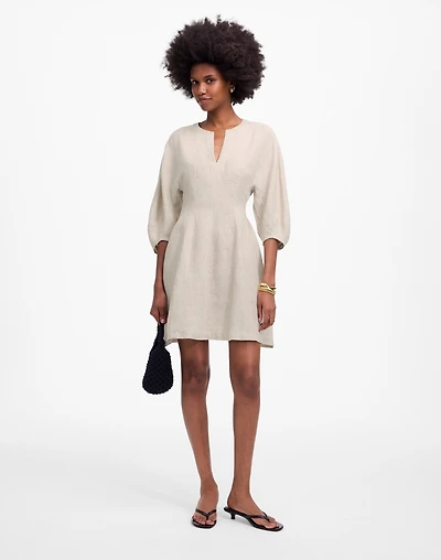 Splitneck Mini Dress 100% Linen | Madewell