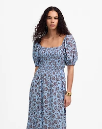 Smocked Puff-Sleeve Dress Floral | Madewell