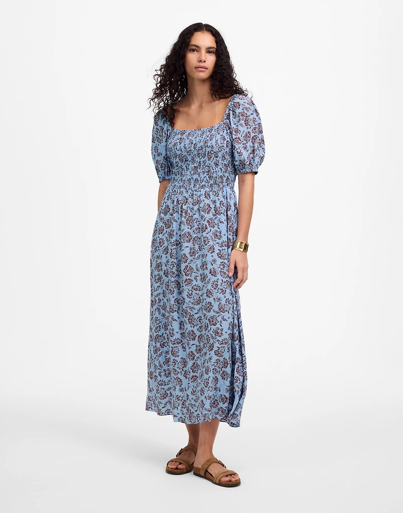 Smocked Puff-Sleeve Dress Floral | Madewell