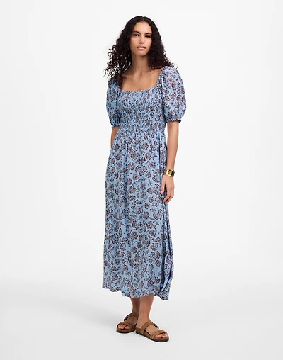 Smocked Puff-Sleeve Dress Floral | Madewell