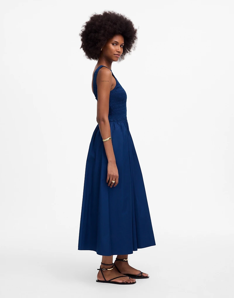 The Melody Scoopback Smocked Midi Dress | Madewell