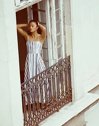 Striped Circle Maxi Dress in 100% Linen | Madewell