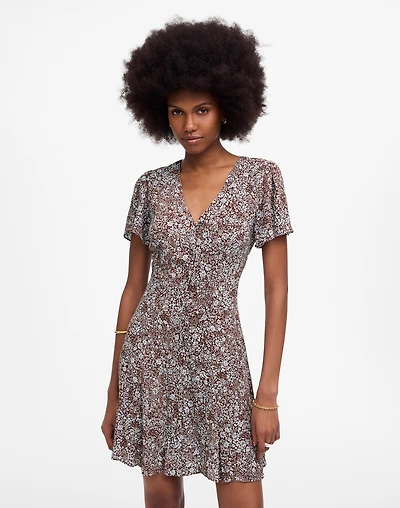 Button-Front Mini Dress Floral | Madewell
