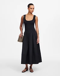 Mixed Poplin Scoopneck Maxi Dress | Madewell