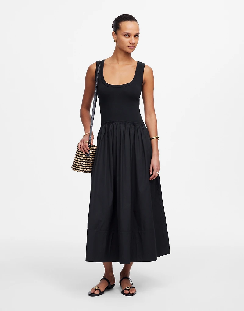 Mixed Poplin Scoopneck Maxi Dress | Madewell